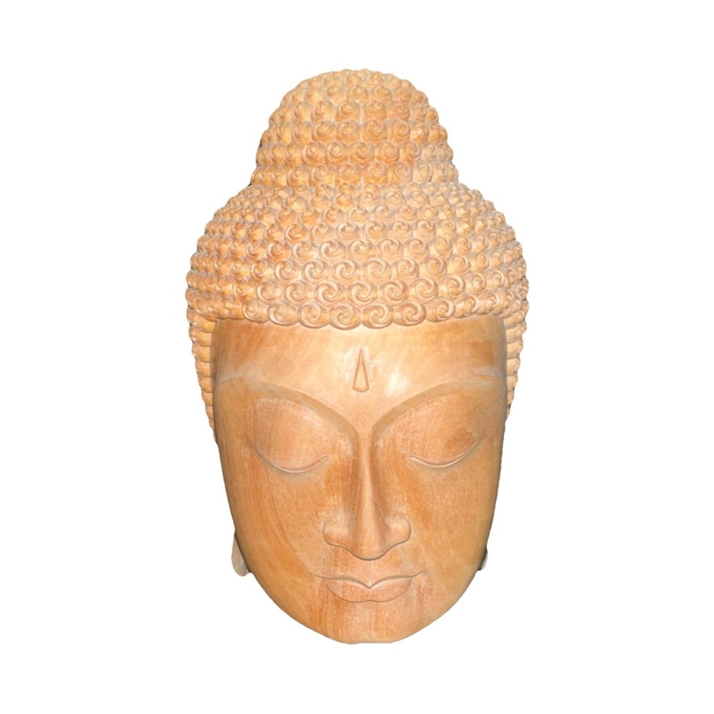 20/Handmade Wooden Buddha Head Sculpture Buddhist Collectible Statue 12''